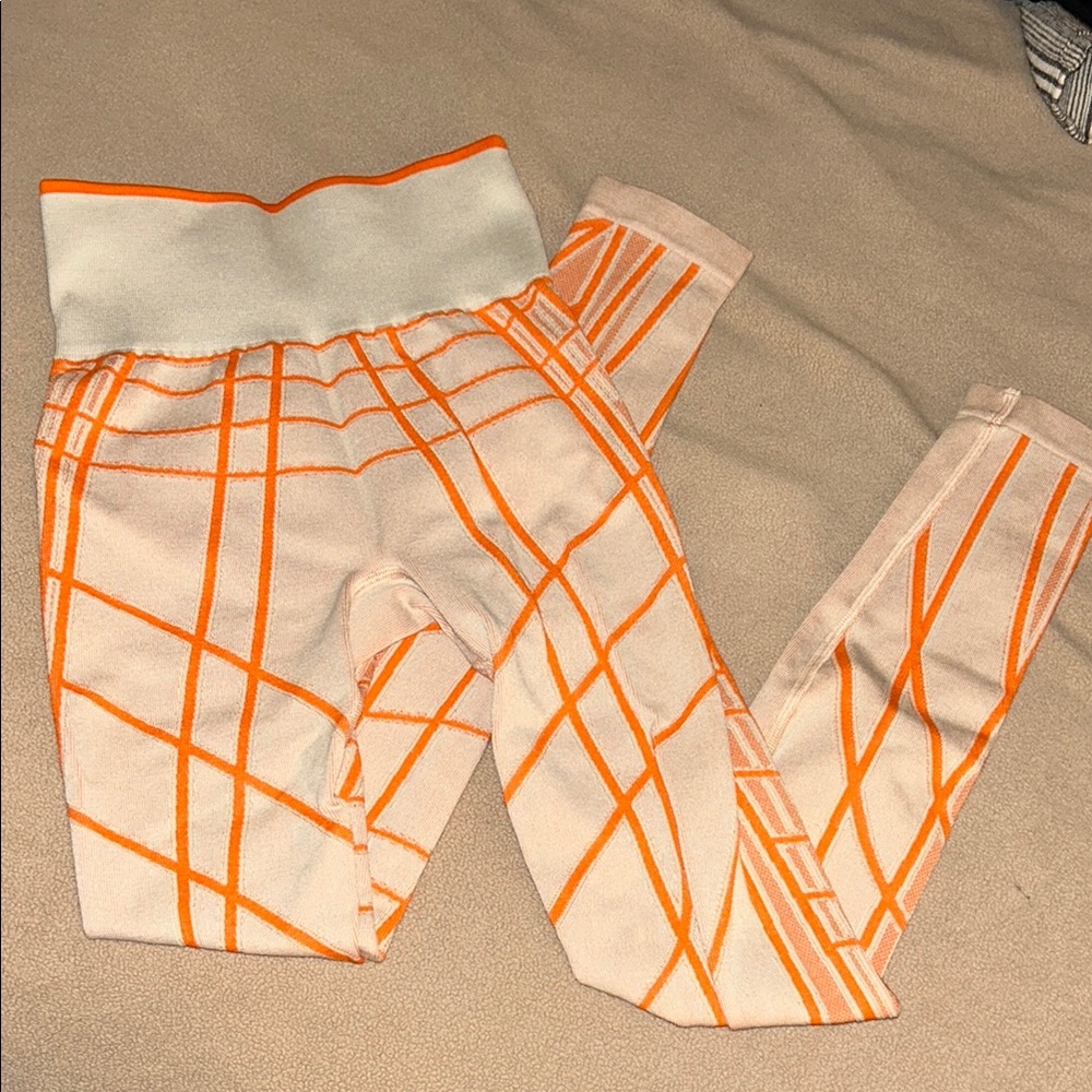 Gymshark Orange and White Geometric Leggings